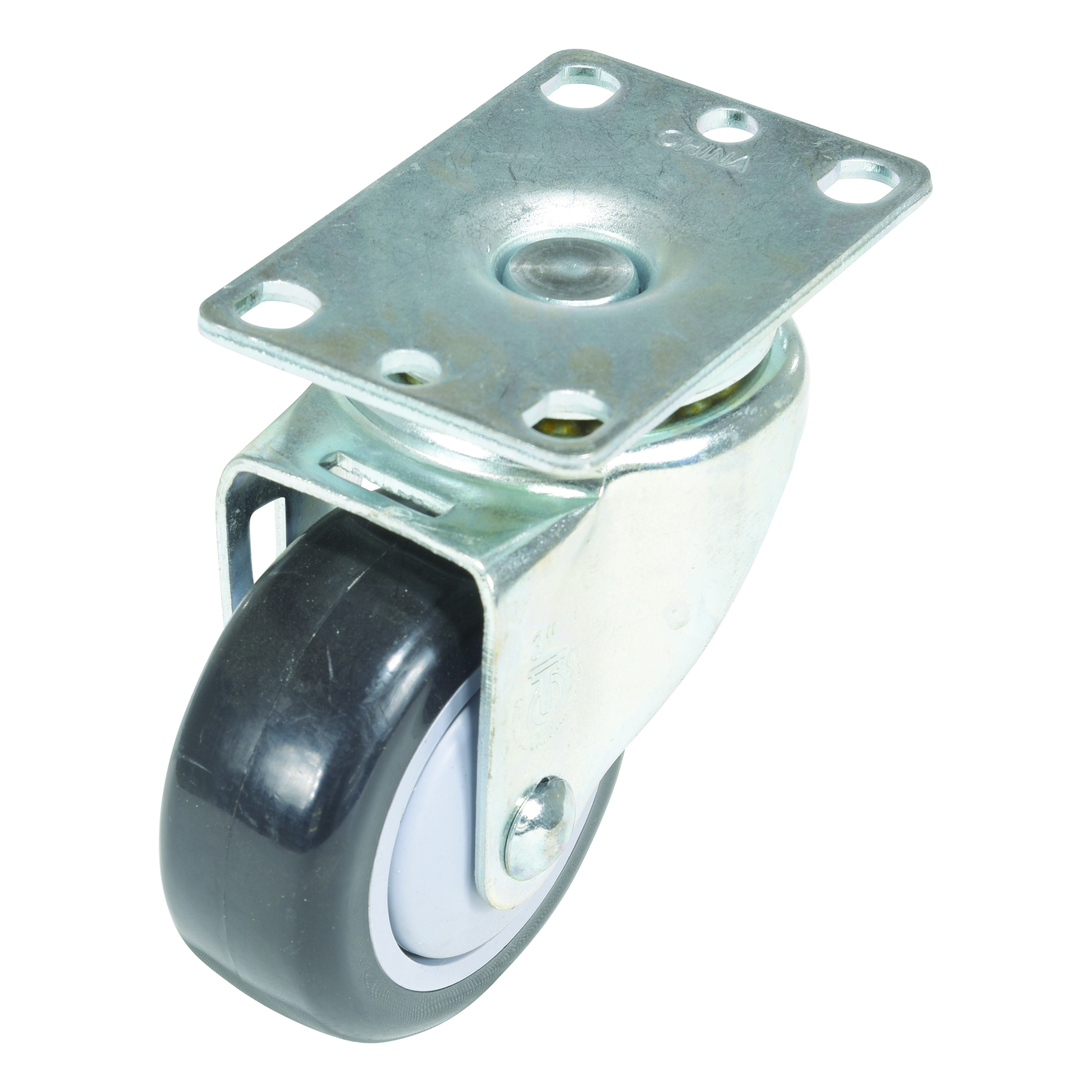 Vestil Polypropylene Swivel Caster - 3in. Wheel Diameter, Gray/Black, Non-Marking, Model# CST-PP-3X1.25-S